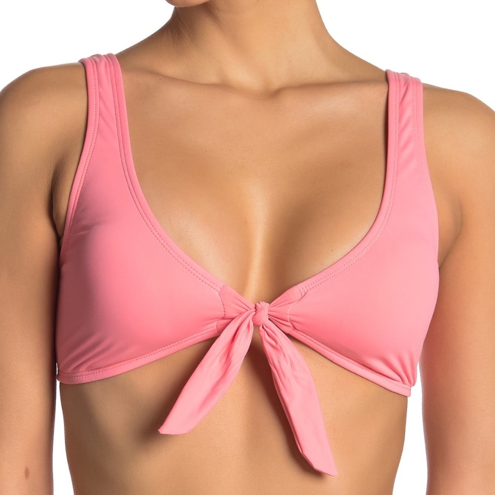 The Bikini Lab Solid Tie Front Bikini Top Size M